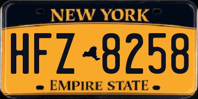 NY license plate HFZ8258