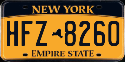 NY license plate HFZ8260