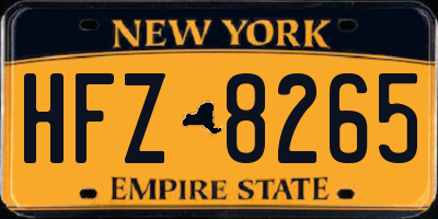 NY license plate HFZ8265