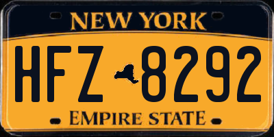 NY license plate HFZ8292