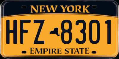 NY license plate HFZ8301