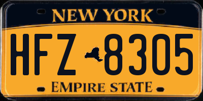 NY license plate HFZ8305