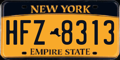 NY license plate HFZ8313