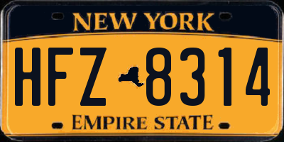 NY license plate HFZ8314