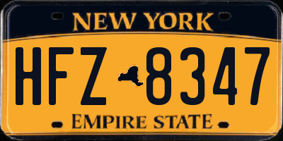 NY license plate HFZ8347