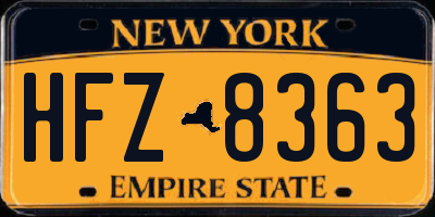 NY license plate HFZ8363