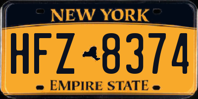 NY license plate HFZ8374