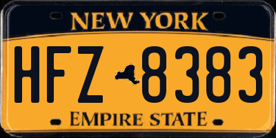 NY license plate HFZ8383