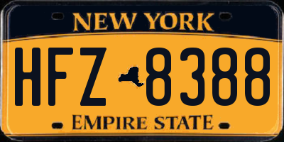 NY license plate HFZ8388