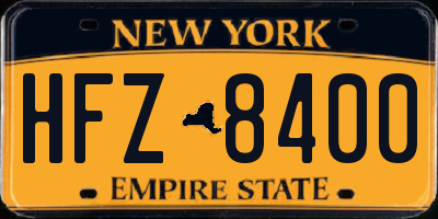 NY license plate HFZ8400