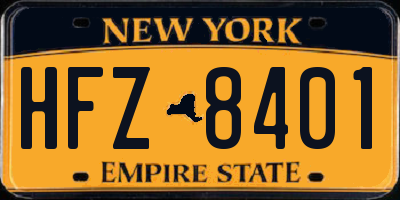 NY license plate HFZ8401