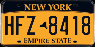NY license plate HFZ8418