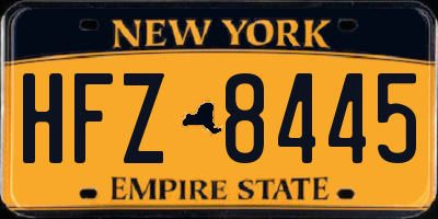 NY license plate HFZ8445