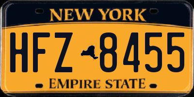 NY license plate HFZ8455