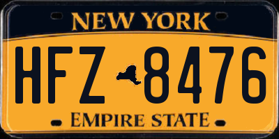 NY license plate HFZ8476