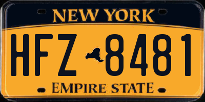 NY license plate HFZ8481