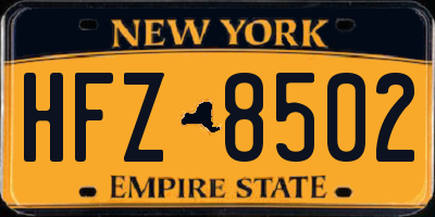 NY license plate HFZ8502