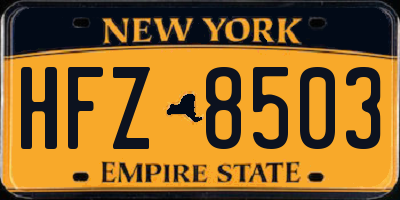 NY license plate HFZ8503