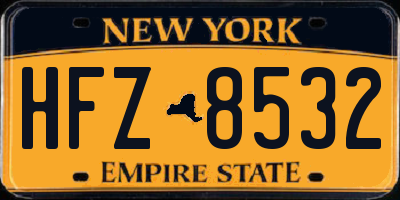 NY license plate HFZ8532
