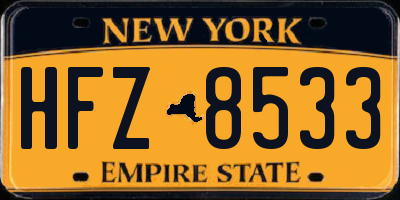 NY license plate HFZ8533