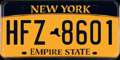 NY license plate HFZ8601