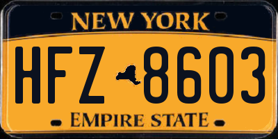 NY license plate HFZ8603