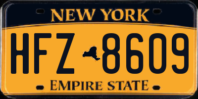 NY license plate HFZ8609