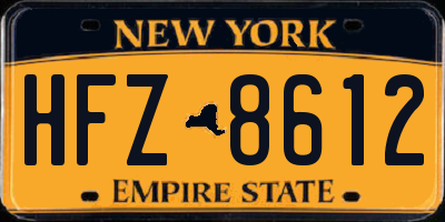 NY license plate HFZ8612