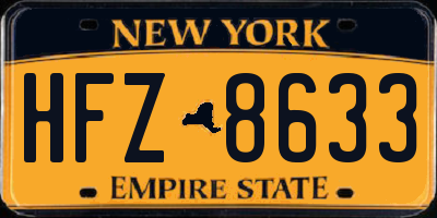 NY license plate HFZ8633