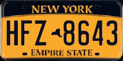 NY license plate HFZ8643