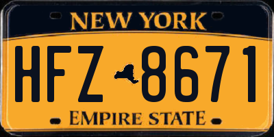 NY license plate HFZ8671