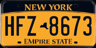 NY license plate HFZ8673