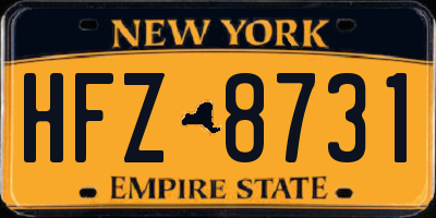 NY license plate HFZ8731