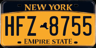 NY license plate HFZ8755