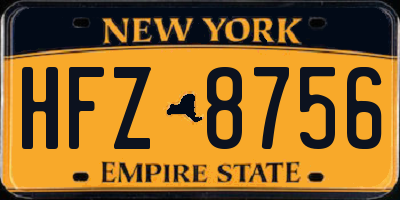 NY license plate HFZ8756
