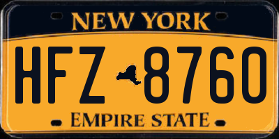 NY license plate HFZ8760