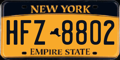 NY license plate HFZ8802