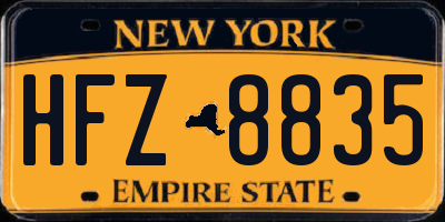 NY license plate HFZ8835