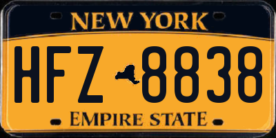 NY license plate HFZ8838