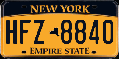 NY license plate HFZ8840