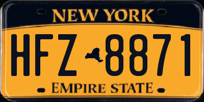 NY license plate HFZ8871