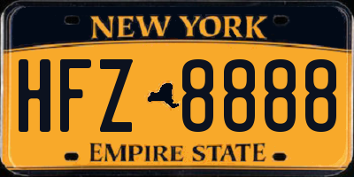 NY license plate HFZ8888