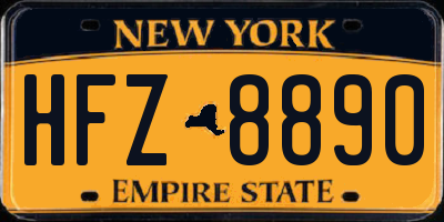 NY license plate HFZ8890