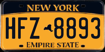 NY license plate HFZ8893