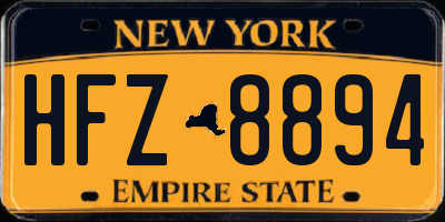 NY license plate HFZ8894
