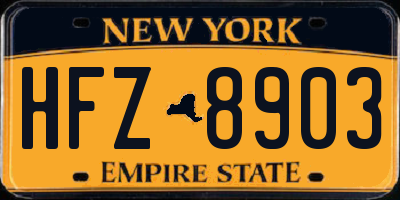 NY license plate HFZ8903