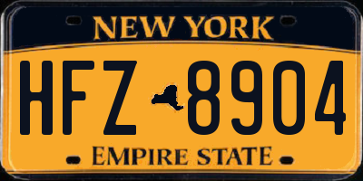 NY license plate HFZ8904