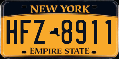 NY license plate HFZ8911