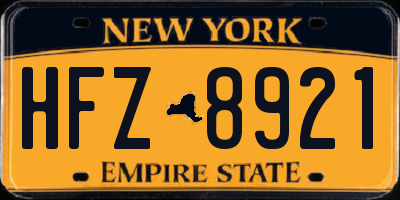 NY license plate HFZ8921
