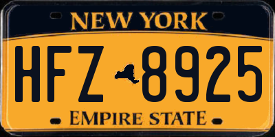 NY license plate HFZ8925